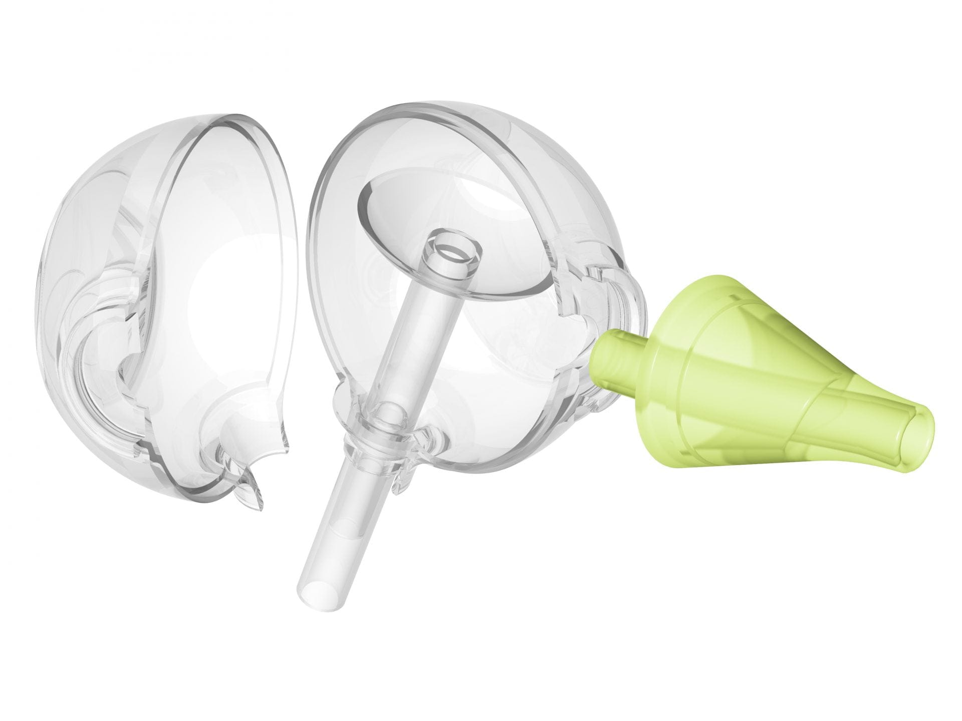 Ein Modell des Colibri Kopfes der beiden Baby Nasensauger Nosiboo Pro und Nosiboo Eco zeigt wie das Nasensekret aufgefangen wird